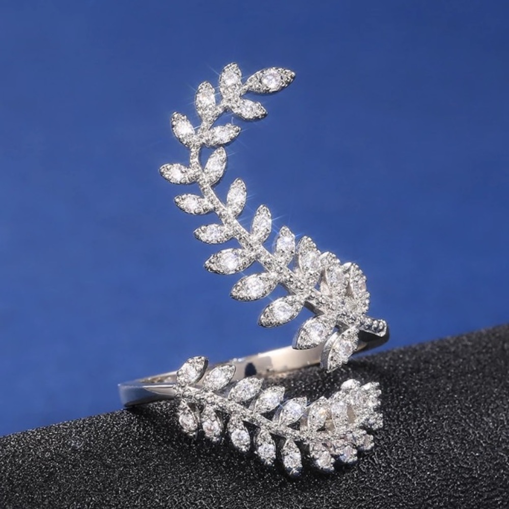 Sterling silver leaf open ring - Picture 4 of 6